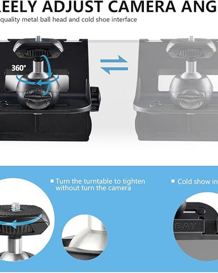 RAUBAY 【CM01】 Monitor Top Camera Mount Clamp, Hanging Webcam Stand with 1/4" Screw, Suitable for Flat-Screen Monitors, for Live Stream, Video Conferencing, YouTube, TikTok, etc.