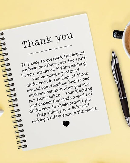 Thank You White Hardcover 160 Pages Spiral Notebooks, Funny Thank You Gifts for Women Men Coworkers Leader Mentor, Appreciation Gifts for Employees, Thanksgiving Gifts for Colleagues Leaders