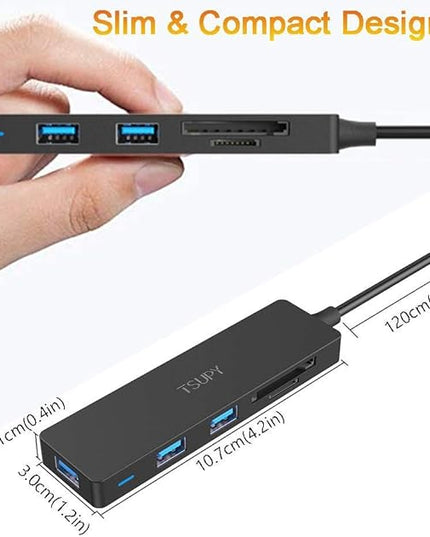 USB Hub 3.0 Splitter, TSUPY USB 3.0 Hub Multi USB Adapter Port Expander with 4ft Cable, SD/TF Card Reader & 3 USB 3.0 Ports Compatible for PC, Laptops, Surface Pro, MacBook, iMac Pro