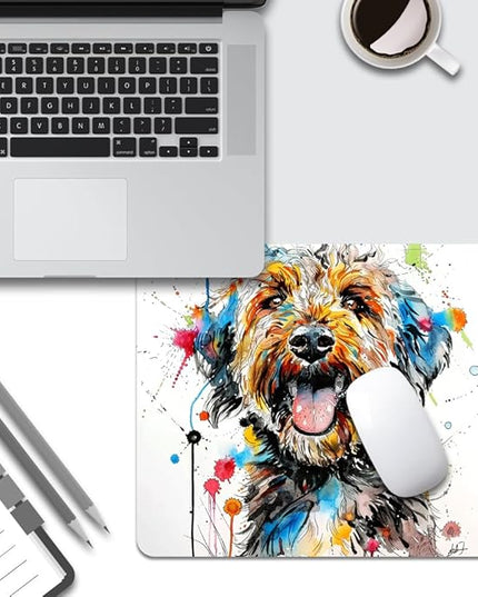 A Dog with Messy Drawings Square Mouse pad, Texture, Waterproof, Anti Slip Rubber Base, Computer Mouse pad, Laptop Mouse pad