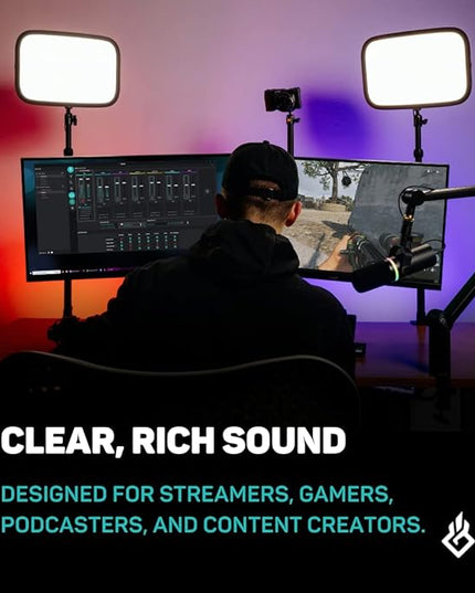 BEACN Dark Dynamic USB Mic for PC - Professional Microphone for Podcast, Gaming, Streaming - Studio-Quality Desk Mic for YouTube, Twitch, and Recording. Microphone for PC, Gaming & Streaming