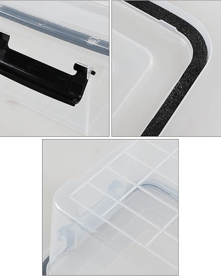 12 Quart Clear Plastic Storage Box with Lid, Latching Storage Box, Pack of 6