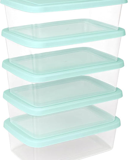 Sterilite 5-Pack Stackable Storage Bin with Lid, Clear Plastic Design, 6 Quart