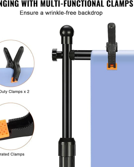 VEVOR 10ft x10ft Pipe and Drape Kit, Heavy Duty Backdrop Stand with Carbon Steel Base, Adjustable Backdrop Support with 2 Clamps and A Carry Bag for Wedding, Party, Event, Photography and Exhibition