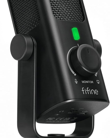 FIFINE USB-Podcast-Condenser-Microphone for Studio-Recording/Computer-Streaming, Desktop-Metal-Mic for YouTube Music Vocal Creation, with Monitor-Mix Volume-Control, Low-Cut Switch (PROFILE3)