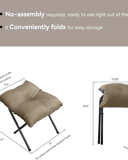 Foldable Foot Rest Stool for Under Desk or Sofa - Office Footrest Ottoman, Portable Leg Rest for Home & Office (Khaki)