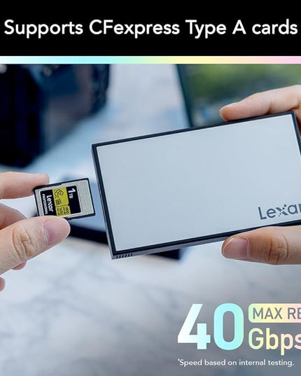 Lexar Professional Workflow CFexpress 4.0 Type A Card Reader, Pairs with Lexar Professional Workflow, USB-C to USB-A Adapter, Compatible with PC, Laptop, Tablet, Smartphone (LPWF730N-5ANGL)