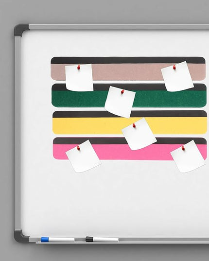 Magnetic Felt Bulletin Board Strip Set 4 Colors Yellow Pink Green Gray Pin Memo Wall Board for Office Classroom Home Organization