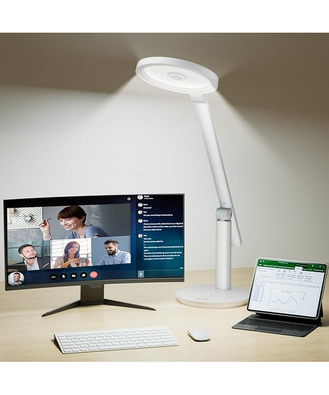 Honeywell Desk Lamp for Home Office, H6 Sunturalux™ Eye-Caring Led Desk Light, 800LM Dimmable Desk Lamp with Timer, Touch Control Tall Desk Reading Light, Table Lamp for Circle Webcam, Study, Bedroom