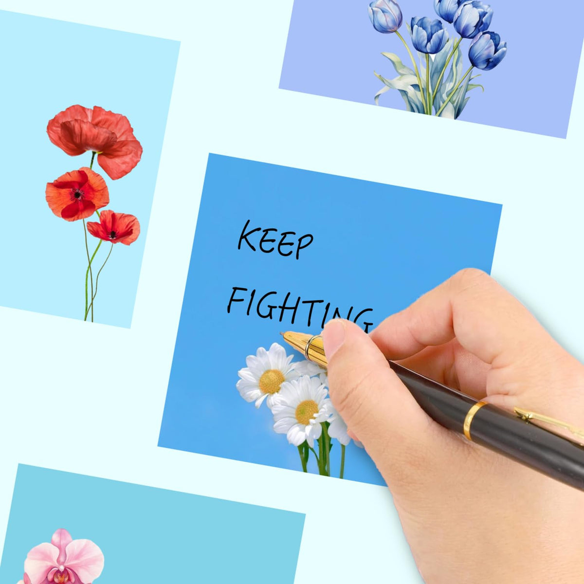 9 Pads Cute Sticky Notes Set, 3" x 3" Flower Self Stick Notepads, Funny Notes Set, Flower Stationery, Kawaii Adhesive Memo Pads, Flower Lover Gifts, Office Decor Desk Accessories, School Supplies