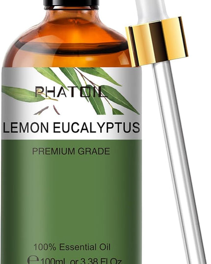 Lemon Eucalyptus 3.38fl.oz Essential Oil, PHATOIL Aromatherapy Essential Oils for Diffuser, Humidifier, Perfect for DIY Soap, Candle, Bath Bombs Making(100ml)