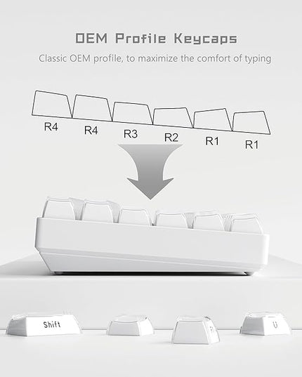 Womier Keycaps - Jelly Keycaps White 60 65 75 100 Percent, Side Printed Elegant Crystal Key caps, Custom 113 Keys OEM Profile for 61/68/84/87/98/100 Cherry Gateron MX Mechanical, White
