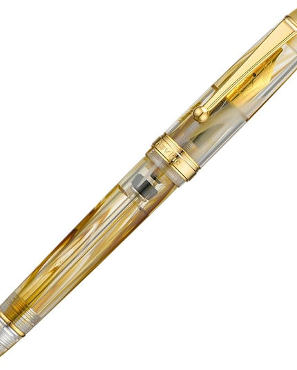Asvine V126 Vacuum Filling Fountain Pen, Brown Swirl Acrylic Stub Nib 1.1mm Calligraphy Art Drawing with Case Set