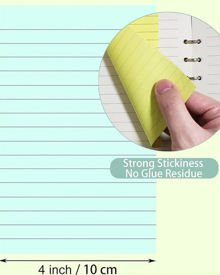 24 Pack Lined Sticky Notes 4X6 in Self Sticky Note Pads Colorful Post Stickies for Office, Home, School, Meeting, 50 Sheets/pad, (Light Color)