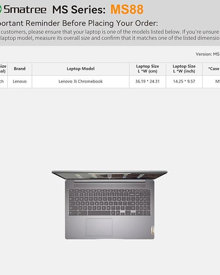 Smatree MS88 Hard EVA Protective Sleeve Case with Stand Compatible for 15.6 inch Lenovo 3i Chromebook, White