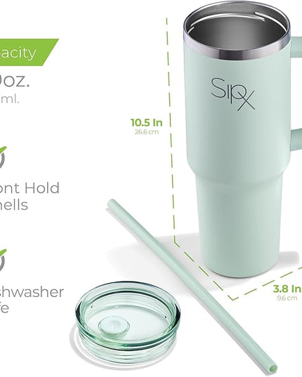 SIPX™ 30 oz Insulated Tumbler with Handle & Straw – Vacuum Insulated Stainless Steel, Leakproof, Cupholder Friendly – Perfect for Iced Coffee, Water & Travel – Green