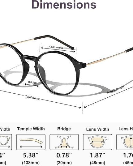 VISOONE Round Lightweight Blue Light Blocking Glasses Women Men Fashion Cute Thin Eyewear Niko