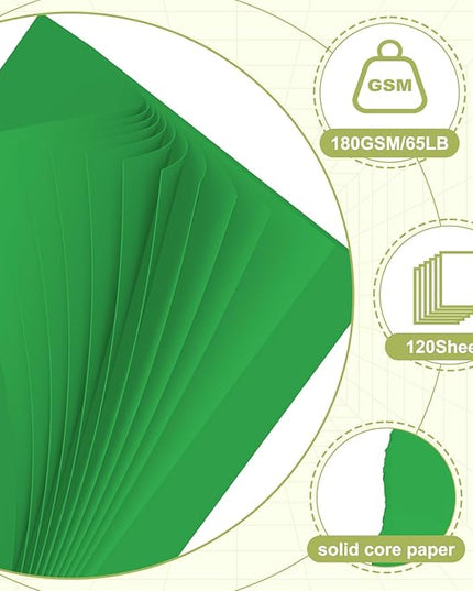 120 Sheets Cardstock 8.5x11, 65lb Dark Green Card Stock, Green Construction Paper, 180gsm Thick Printer Paper for Printing, Painting, Card Making, Kids School Supplies,Party Decorations