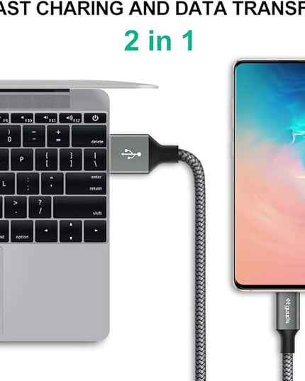 etguuds USB A to USB C Cable 6ft, 2-Pack, 3A Fast Charging Type C Charger Cord for iPhone 17 16 15 Pro Max 16e 17 Air, Samsung Galaxy S25 S24 S23 S22 S21 S20 A17 A16 A56 A55 Flip Fold, Gray