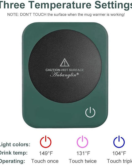 ANBANGLIN Coffee Mug Warmer, Smart Cup Warmer for Desk, 3 Temperature Control & Auto Shut Off, Electric Cup Warmer for Heating Milk,Tea,Beverage,Candle (Green-No Mug)