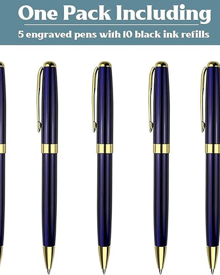 Ancolo Personalized Luxury Ballpoint Pens Writing Set Fancy Nice Gift Pen Set for Friends Executive Business Office - Custom with Your Name or Message with 10 extra Refills