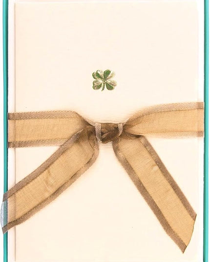 Graphique Shamrock La Petite Presse Boxed Notecards, 10 Embellished Gold Foil Blank Cards with Matching Envelopes and Storage Box, 3.25" x 4.75"