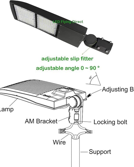 480V 300W LED Shoebox Street Light, 42000LM LED Area Pole Fixture for Parking Lot, IP65 Outdoor Commercial Area Road Light 5000K DLC UL Certified