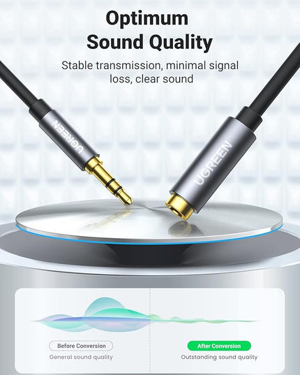 UGREEN Headphone Extension Cable 3.5mm Extension Gold Plated Aux Cable Audio Stereo Jack Male to Female TRS Cord Extender Compatible with iPhone iPad Phones Tablets Media Players, 3.3FT