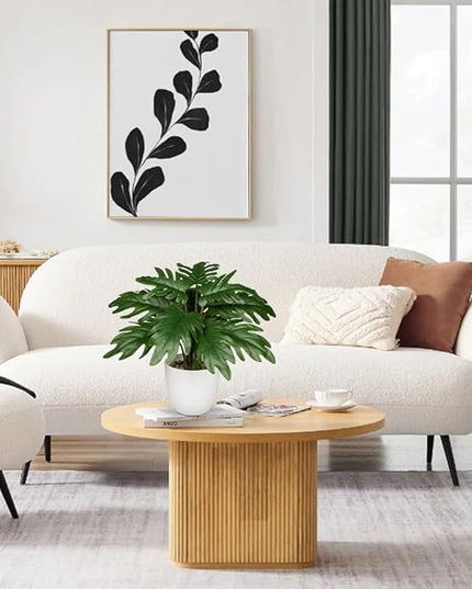 Hollyone Faux Monstera Plant Potted Artificial Monstera Deliciosa Plant Fake Tropical Plants in White Pot for Indoor Outdoor Home Desk Office Garden Farmhouse Decoration