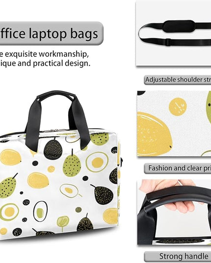 JXDXHCW Cartoon Avocado Laptop Bag Carrying Case 15.6 Inch Laptop Briefcase Messenger Shoulder Bag for Tablet Computer Bag for Travle Business Men Women