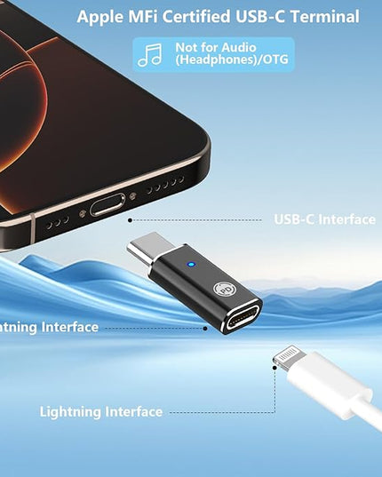 【Apple MFi Certified】Lightning to USB-C Adapter, Stuffcool 4Pack Lightning Female to Type-C Male Digital Converter Type-C Fast Charge Connector for iPhone 17/17 Air/17 Pro/17 Pro Max/16/16 Pro/15/iPad