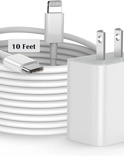 iPhone Fast Charger, [MFi Certified] 20W USB C Fast Charger Block with 10FT Type-C to Lightning Cable, Super Fast Charging Compatible with iPhone 14/13/13 Pro/12/12 Pro/12 Pro Max/11/Xs Max/XR/X