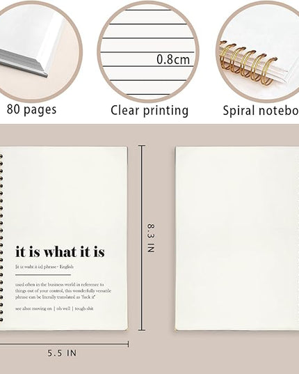 It is What It is Funny Notebooks for Work, Funny Office Gifts for Coworkers, Office Humor Gifts, Funny Office Supplies, Funny Hardcover Spiral Notebook 5.5x8.3 Inch
