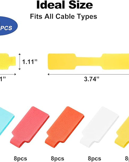 40 Pack Cable Labels Tags, Multi-Color Write On Wire Cord Tags and Charger Labels Waterproof for Cable Management and Identification Electronics (Rectangular)