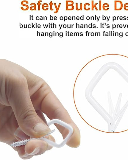 Sexoeie 35PCS Eye Screw Hooks for Hanging Heavy Duty with Safety Buckle.Metal Ceiling Hooks for Hanging Plants,Cup,Wind Chime,Bird Feeders,String Lights at Indoor&Outdoor,2.36 Inches White