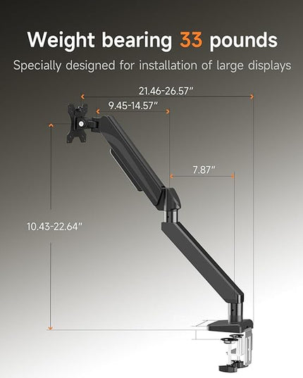 Pholiten Adjustable Rotating arm for Monitor Stand - Supports 1-33lbs Weight, Supports 45 inch Straight screen/49 inch Curved Screen, Compatible with VESA 75x75-100x100mm Desktop Monitor Mount