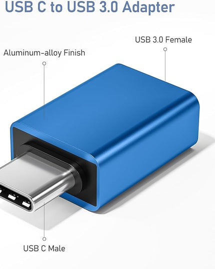 Basesailor USB C to USB Adapter 3Pack,USBC Male to USBA 3.0 Female OTG Adapter,Type C Thunderbolt 5 4 3 Converter for iPhone 17 16 15 Max,MacBook Pro Air,Mac,iPad,Microsoft Surface,Samsung Galaxy S25