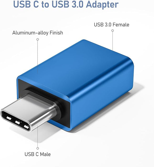 Basesailor USB C to USB Adapter 3Pack,USBC Male to USBA 3.0 Female OTG Adapter,Type C Thunderbolt 5 4 3 Converter for iPhone 17 16 15 Max,MacBook Pro Air,Mac,iPad,Microsoft Surface,Samsung Galaxy S25