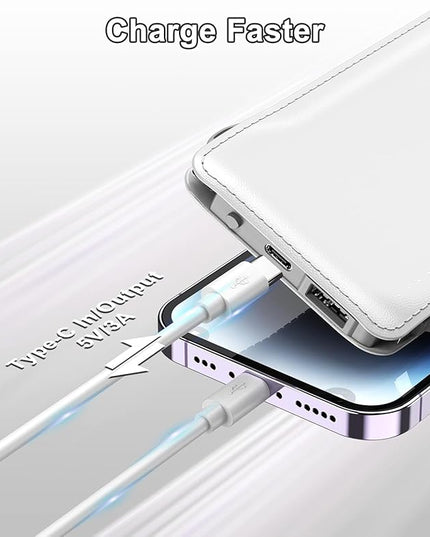 TG90° 2 Pack 10000mAh Slim Portable Charger with Built in Cables,Power Bank Travel Charger Cell Phone External Battery Pack,4 Output External Battery Pack Compatible with iPhone Android Phone