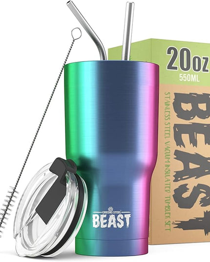 Beast 20 oz Tumbler Stainless Steel Vacuum Insulated Coffee Ice Cup Double Wall Travel Flask (Rainbow)