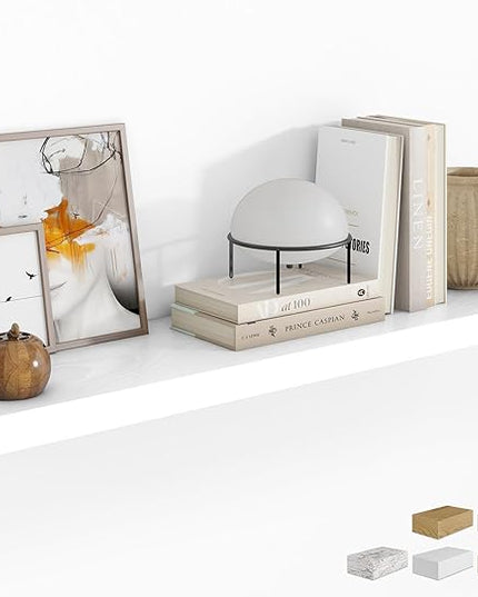 RICHFOCUS 48Inch Floating Shelves for Wall 1 Pack Shelves for Bedroom|Kitchen|Bathroom Wall Mounted Rustic Wood Floating Shelf with Invisible Brackets for Books|Storage|Decor, White