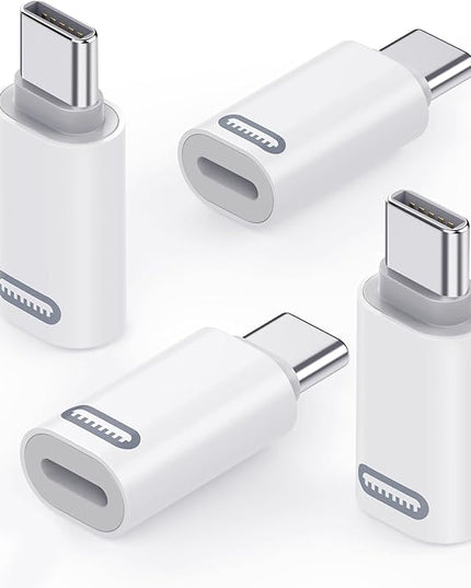 MoKo Lightning to USB C Adapter for iPhone 17 Air 16 15 Pro Max Plus, Galaxy S25 S24 S23, iPad Pro/Air, 4 Pack USB-C to Lightning Adapte for Fast Charging/Data Transfer, Not for Audio/OTG, White PD