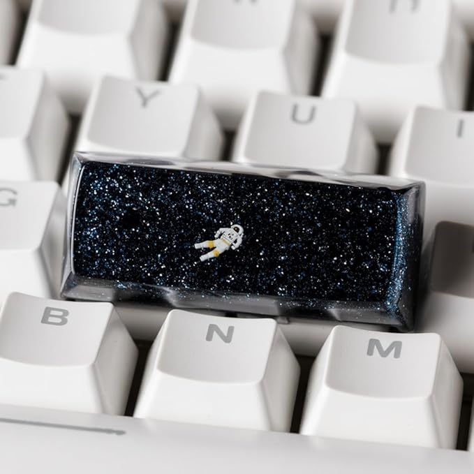 Galaxy Astronauts Artisan Keycap R1 SA Profile Custom Astronauts Keycaps 2.25 Shift Space Explorer Handmade Gaming Resin Key Cap Cherry MX Switch Compatible Mechanical Keyboard Space Lover Gift