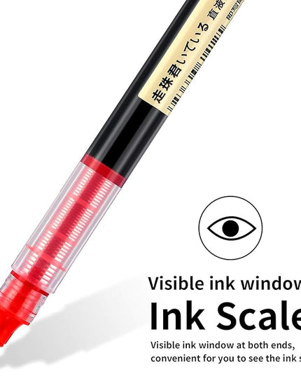 Frienda 12 Pieces Rolling Ball Pens 0.5 mm Japanese Quick Drying Fine Point Pens Liquid Ink Smooth Writing for Office Student Back to School Supplies(Black and Red)