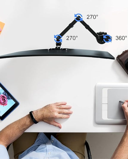 Pholiten Single Monitor Arm Desk Mount, Holds Screens up to 32 inch,Holds Up to 22lbs,Fully Adjustable Stand with C-Clamp and Grommet Base,100x100 Vesa Monitor Stand