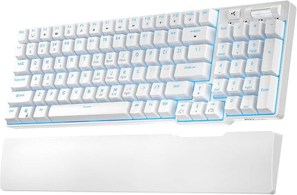 RK ROYAL KLUDGE RK96 90% Triple Mode BT5.0/2.4G/USB-C Hot Swappable Mechanical Keyboard with Magnetic Wrist Rest, 96 Keys Wireless Gaming Keyboard with Software, Blue Backlight