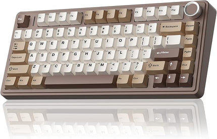 AULA F75 75% Wireless Mechanical Keyboard, Hot Swappable Creamy Keyboard, Pre-lubed Linear Switches, 2.4GHz/Type-C/BT5.0, RGB Backlit Gaming Keyboards(White&Brown)