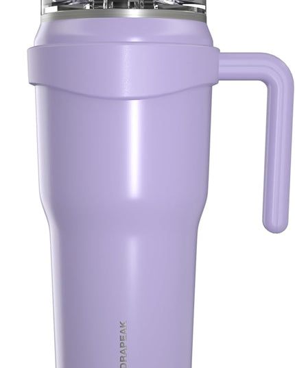 Hydrapeak Roadster 40oz Stainless Steel Tumbler Double Wall Vacuum Insulated Water Bottle With Handle And 2 in 1 Straw Lid (Orchid)
