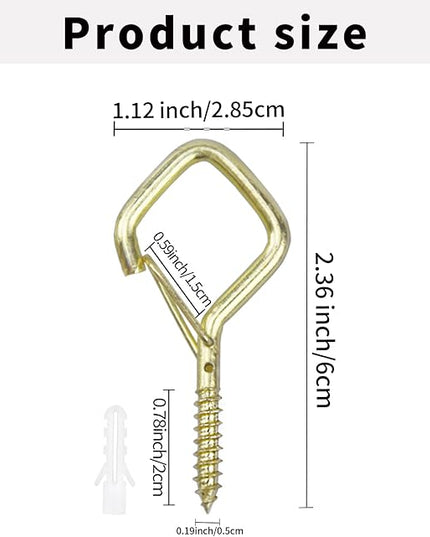 20PCS Eye Screw Hooks for Hanging Heavy Duty with Safety Buckle.Metal Ceiling Hooks for Hanging Plants,Cup,Wind Chime,Bird Feeders,String Lights at Indoor&Outdoor,2.36 Inch (No Drill Bit)