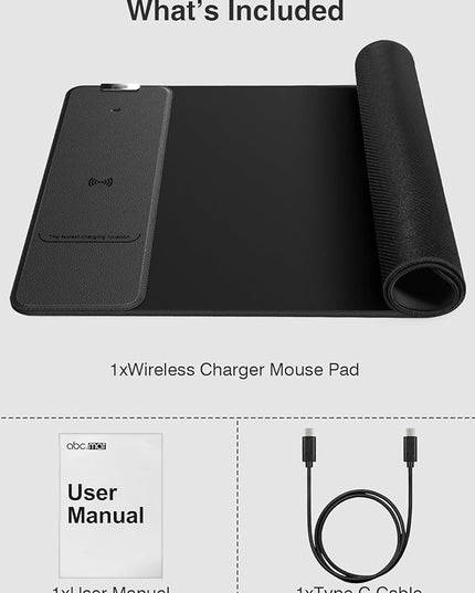 2-in-1 Mouse Pad with Wireless Charging, Gaming Mouse Pad, 31.5"x11.8" Large Desk Mat for Laptop/Keyboard, Waterproof Smooth Surface, Non-Slip Base, No Adapter